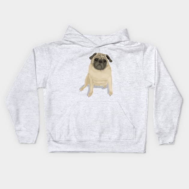 Pug Illustration Kids Hoodie by ahadden